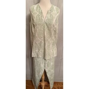 Vintage Oscar de la Renta Pink Label Pajama Set Women's M Mint Green Preppycore